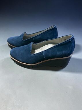 Vionic Navy Suede Wedge Loafers - Women's Slip-On Comfort